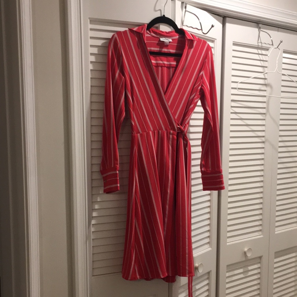 Calvin Klein Wrap Collared Dress, Magenta 2